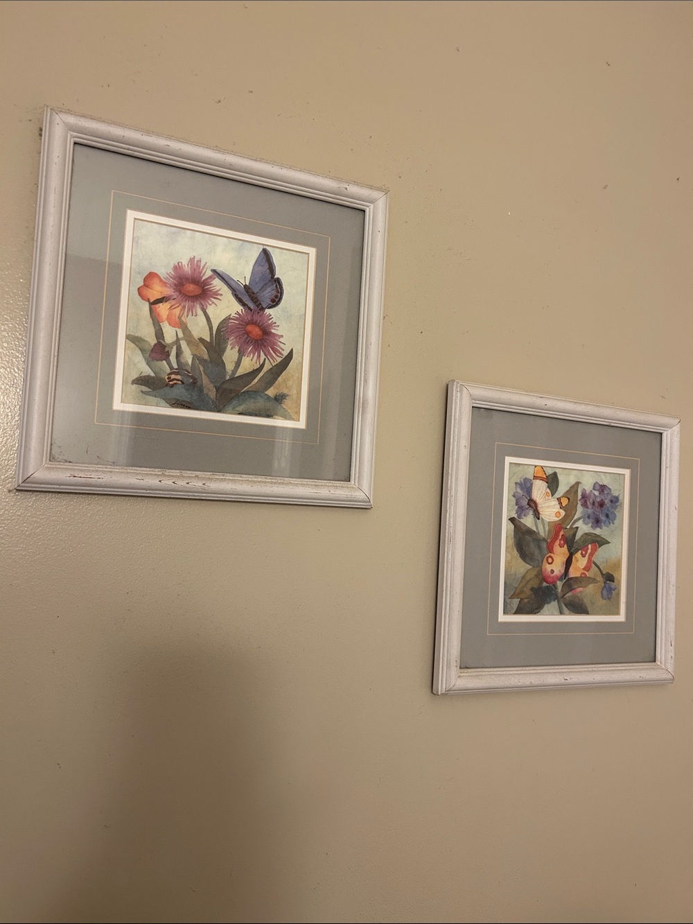 Framed Floral Art Print in Gray & Multicolor set of 2